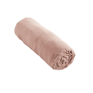 Drap Housse Double Gaze de Coton Rose – 200 x 200 cm – Bonnet 30 cm