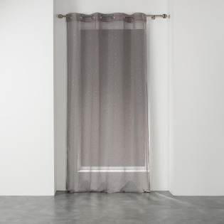 Voilage a oeillets 140 x 240 cm voile tisse applique elea Gris/argent