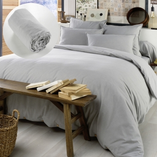 Pack Housse de couette 260x240 cm chaude en flanelle + 2 taies + drap housse 160x200 Candice Gris