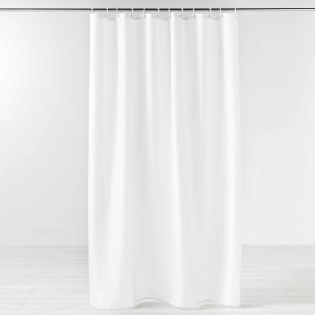 Rideau de douche+crochets 180 x 200 cm polyester uni yaline Blanc