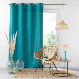 Lot de 4 Rideaux à Œillets - 140 x 260 cm - Microfibre Légère - Bleu Absolu