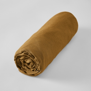 Drap housse 180 x 200 cm – Lin lavé Soline Caramel - Bonnet 30 cm