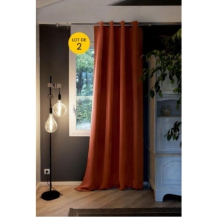 Lot de 2 Rideaux luxe occultant + isolant phonique polaire L140 x H260 cm Inuit Terracotta