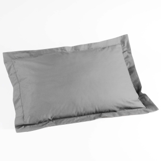 Taie d'oreiller volant plat 50 x 70 cm uni 57 fils lina  +point bourdon Galet