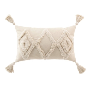 Coussin dehous. compr. pompons 30 x 50 cm coton/polyester tufte athena Naturel