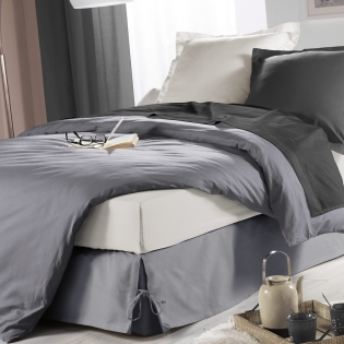Cache sommier nouettes 90 x 190 cm panama polycoton sommina Gris