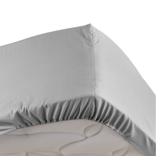 Drap housse gris 180 x 200 cm en percale bonnet de 30 cm