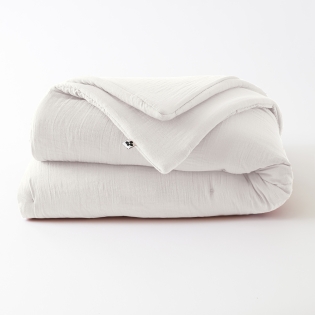 Édredon 180 x 240 cm - Double Gaze de Coton 125 gr/m² - Uni Gaïa Blanc