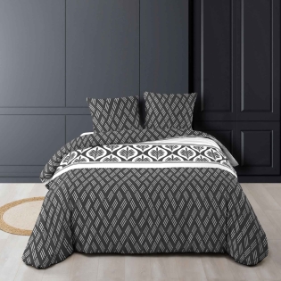 Housse de couette imprimé 260 x 240 cm 100% coton + 2 taies Bonnie