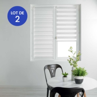Lot de 2 Stores enrouleur jour et nuit 60 x 180 cm polyester Blanc