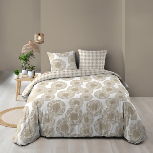Parure de couette réversible + 260 x 240 cm coton 57 fils + 2 taies Nebulla