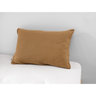 Taie d'oreiller en double gaze de coton – 50 x 70 cm – Camel