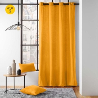 Lot de 2 Rideaux a oeillets 135 x 260 cm coton recyclé Twily Jaune