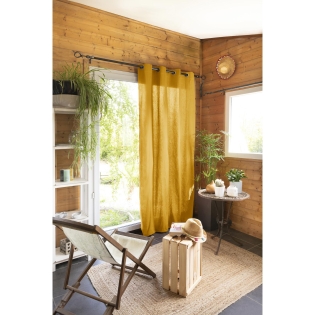 Rideau 100% coton prélavé 140 x 260 cm Kala Jaune safran