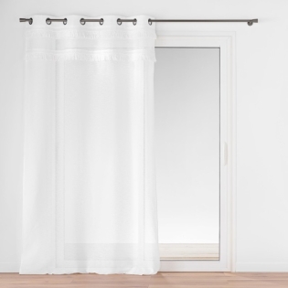 Voilage a oeillets 140 x 240 cm voile sablé + franges Frangina