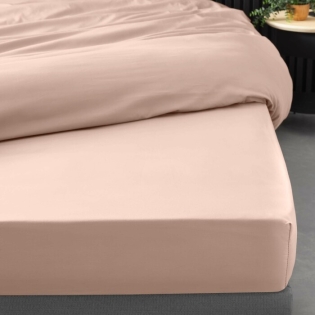 Drap housse 1 personne 90 x 190 cm percale uni 78 fils percaline Nude