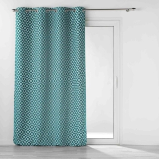 Rideau a oeillets 140 x 260 cm jacquard chenille Mariella Petrole