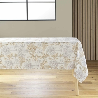 Nappe rectangle 145 x 240 cm polyester imprime canarie Naturel