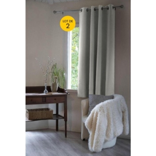 Lot de 2 Rideaux luxe occultant + isolant phonique polaire L140 x H180 cm Inuit Gris clair
