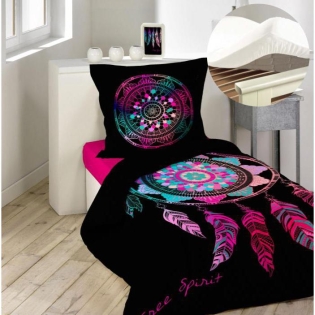 Pack parure de couette enfant 140x200 cm Porte bonheur + drap housse 90x190 Blanc