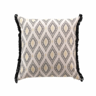 Coussin dehous. compr. franges 45 x 45 cm polycoton imprime metallise oricia Sans