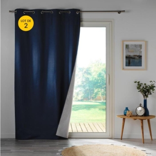 Lot de 2 rideaux occultant 140 x 260 cm Crépuscule Bleu