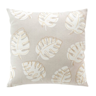 Coussin dehoussable compresse 45 x 45 cm polycoton imprime metallise evasion Sans