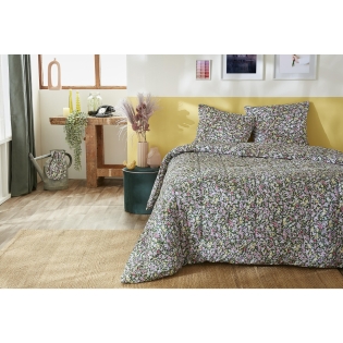 Couette imprimée 260 x 240 cm + 2 taies d'oreiller 60 x 60 cm - Coton imprimé Myosotis