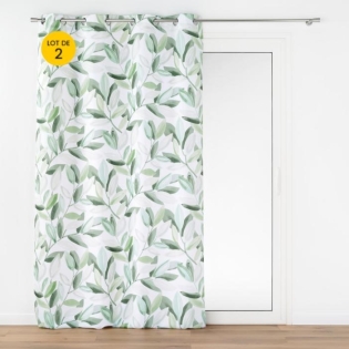 Lot de 2 rideaux à œillets 140 x 260 cm en polyester imprimé - Modèle Éléonore