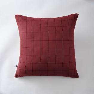 Taie d'oreiller gaze de coton tissée  60 x 60 cm Gaia Match Lie de vin