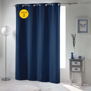 Lot de 2  Rideaux occultant spécial petites fenêtres 135 x 180 cm occult Navy