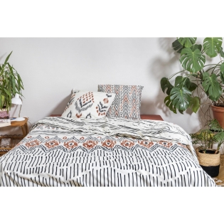 parure de lit (housse de couette + 2 taies d'oreiller) coton imprimé 240 x 220 cm ethnic