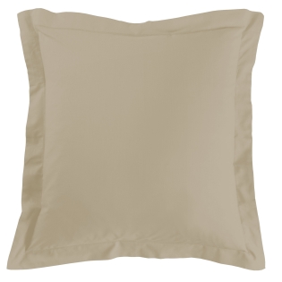 Taie d'oreiller volant plat 63 x 63 cm uni 57 fils lina +point bourdon Beige