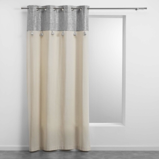 Rideau a oeillets 140 x 240 cm polycoton uni + haut métallisé Sultan Argent