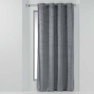 Rideau a oeillets 140 x 280 cm occultant velours relief adrina Anthracite