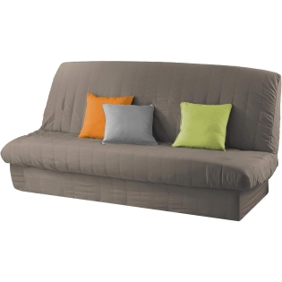 Housse clic clac 120 à 140 cm - 185 à 200 cm polyester uni essentiel Taupe