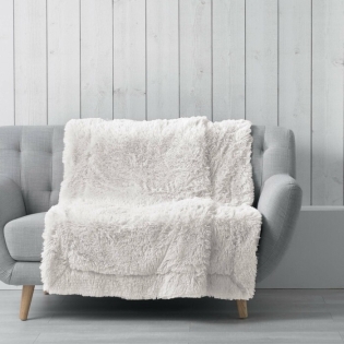 Plaid 180 x 220 cm imitation fourrure marilou Naturel