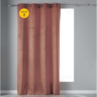 Lot de 2 Rideaux tamisant 140 x 240 cm velours doux Velvetine Rose