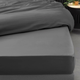 Drap housse 1 personne 90 x 190 cm percale uni 78 fils percaline Acier