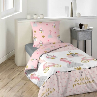 Housse de couette 140 x 200 cm microfibre imprimee polyester Hermine