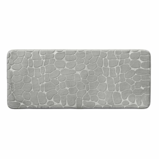 Tapis de bain 50 x 120 cm microfibre unie relief ricochet Gris Clair