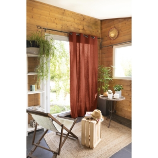 Rideau 100% coton prélavé 140 x 260 cm Kala Orange terracotta