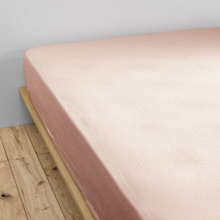 Drap housse luxe double gaze de coton 140 x 190 x 30 cm Nuit douce Rose