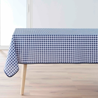 Nappe rectangle 150 x 240 cm polyester fils teints vichy Bleu