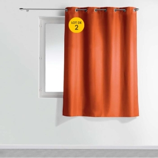 Lot de 2 rideaux petite hauteur 140 x 180 cm Polyester Essentiel Orange