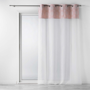 Voilage a oeillets 140 x 240 cm voile sablé + haut coton Sibel Rose