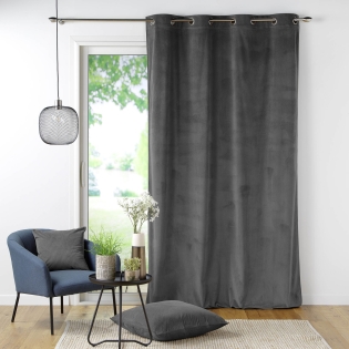 Rideau tamisant à oeillets 140 x 260 cm velours côtelé Casual Anthracite