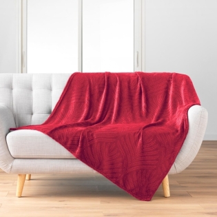 Plaid 125 x 150 cm flanelle relief unie nelia Carmin
