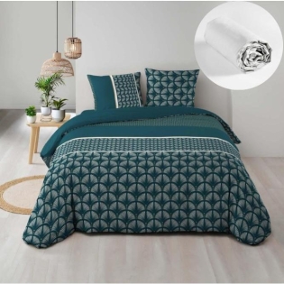 Pack parure de couette 220 x 240 cm Houston+ drap housse (140) Blanc