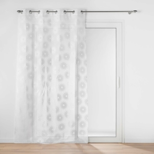 Voilage a oeillets 140 x 240 cm voile sablé  imprimé metallisé Lison Argent